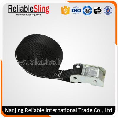 China 25mm Width Black Ratchet Lashing Cam Lock Buckle Strap / Polyester Webbing Sling for sale