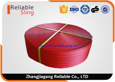 China CE 125mm Red Polyester Webbing For Flat Sling Belt Safety Factor 6 for sale