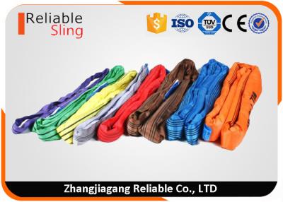 China Low Stretch Durable Polyester Round Slings Endless High Strength Soft Pipe Lifting Sling for sale