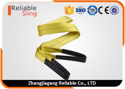 China Yellow Ply Flat Eye Sling , Polyester Webbing Sling For Lifting Loads for sale