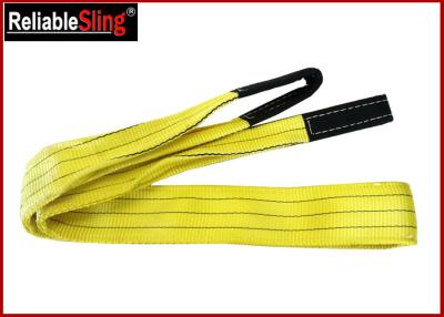 China 1 Tonne Yellow  Polyester Duplex Flat Webbing Sling with Reinforced Lifting Eyes for sale