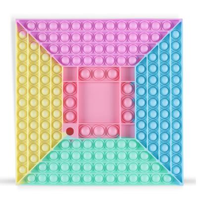 China Silicone Kids Educational Toys Game Push Bubble Sensory Chessboard Toys Rainbow Busy Person Toys Checkerboard for sale