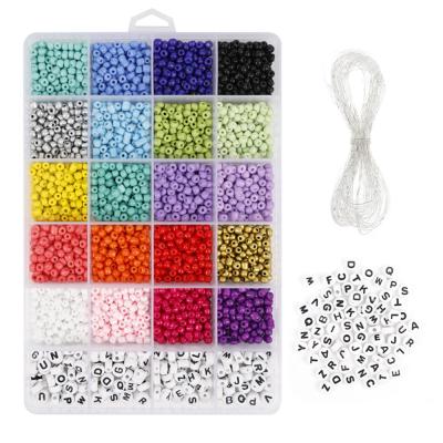 China Hot Selling DIY Jewelry 3300 Pcs Colorful Loose Beads 4mm Glass Beads Letter Plastic Jewelry Making Kit For DIY Bracelet Necklace Making for sale