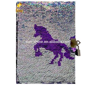 China Hot Selling Kids Easy Enrollment Glitter Notebook with Lock Unicorn Notebooks and Notepads Promotion Glitter Bling Diary Notebook for Kids for sale