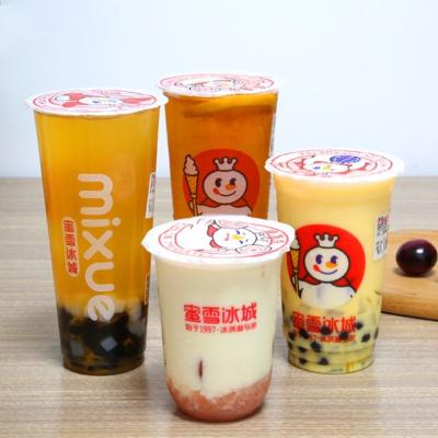 China 100% Biodegradable PET 24 Ounce Plastic Clear Cups With Flat/Dome Lids To Go For Iced Coffee Bubble Boba Tea Smoothie for sale