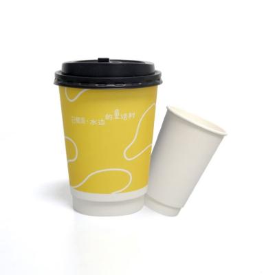 China Disposable Hot Drink 12Oz 16Oz 22Oz Logo Printed Coffee Paper Cups Custom Disposable With Sleeves And Lids for sale