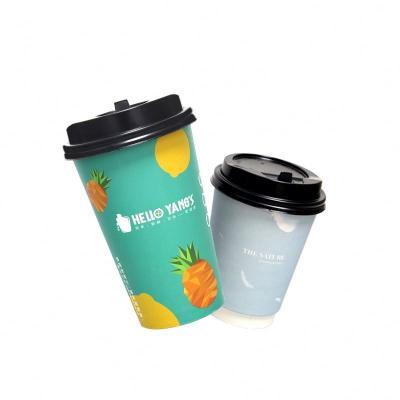 China Disposable Wholesale Custom Printed Recyclable Coffee Kraft Paper Takeaway Packaging Cups With Stand for sale