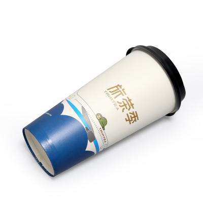 China Disposable White Hot Sizes Logo Blue Design Degradable Recycled Disposable Cup For Double Wrapping Paper Insulated Coffee Cups for sale