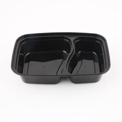 China Yunqian PP Heatable Microwavable Black Disposable To Go Lunch Container Takeaway Food With Cover for sale