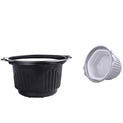 China Best Product Disposable Food Container Black Hinged Base With Clear Vented Lid for sale