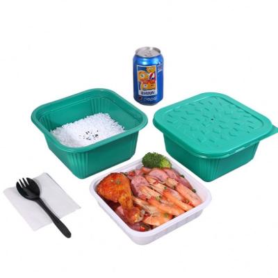 China Black 8Inch Self Heating Clamshell Disposable Eco Friendly Plastic Takeout Food Container Disposable Food Bowl For Food Packaging for sale