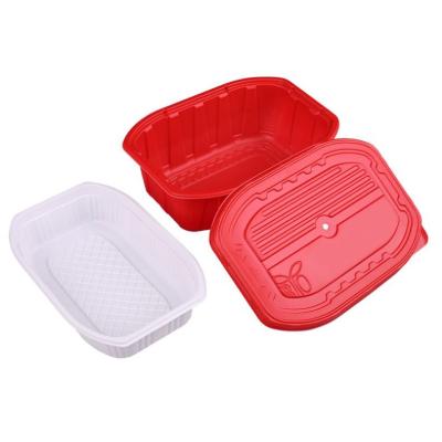 China Disposable Food Container Maker Takeaway Food Self Heating Rectangular Plastic Container With Lid for sale