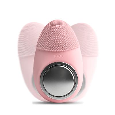 China Hot Selling Vkk Anti-Puffiness Face Exfoliate Cleansing Brush Detergent Brush Silicone Ultrasonic Facial Massager for sale