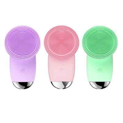 China Custom Sonic Silicone Facial Cleansing Brush by Vkk Logo Electric Face Cleanser Wash Acne Treatment Brush for sale