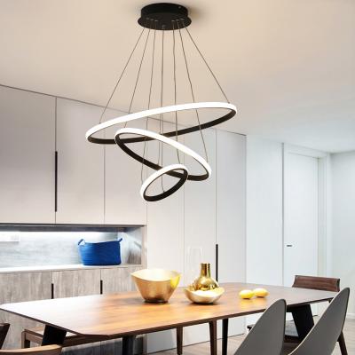 China Five Rings Modern Round Aluminum Droplight 20+40+60+80+100CM LED Modern Pendant Lighting for sale