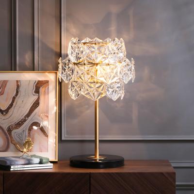 China Contemporary luxury living room gold marble snow lamp bedside bedroom villa crystal table lamp for sale