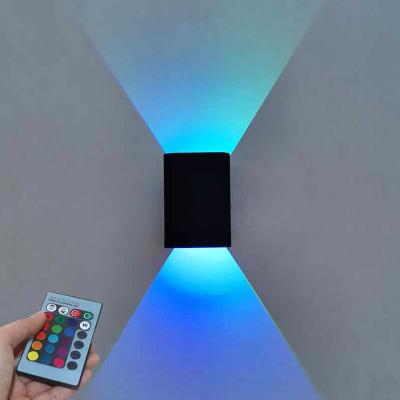 China Nordic Modern Colorful RGB 3W LED Remote Controller Sconce Light Effect Dimmable Nordic Indoor Wall Lamp for sale