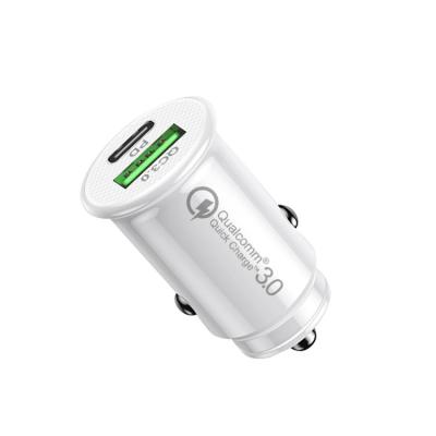 China Dual Type C USB Car Mobile Phone Mini Car Charger 36W Fast Quick Charge QC3.0 Palladium Charger for sale