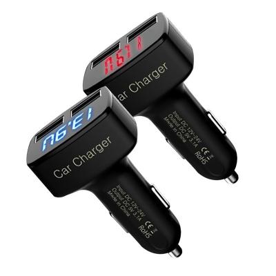 China Portable 2 Port USB Car Charger Mobile Phone LCD Display Compatible 3.1A Charging Adapter Fast Charger For Smartphone for sale