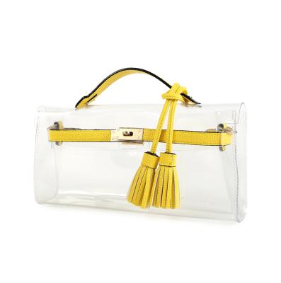 China Competitive Price Clear Clutch Purse With Tassel Fashion Plastic PVC Tote Bag Handbags for sale