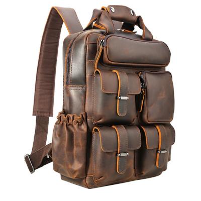 China Leisure Mens Brown Anti Theft Best Seller Leather Bags Custom Travel Backpack Men Bags for sale