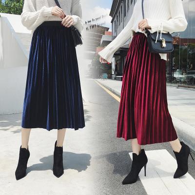 China Autumn Velvet Pleated Long Skirt Breathable Women for sale