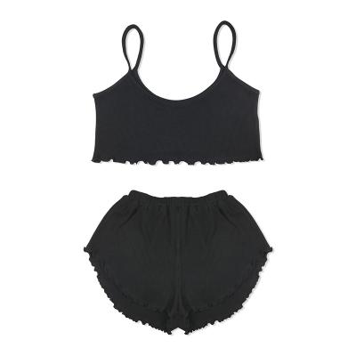 China Wholesale Organic Waffle Cotton Crop Top QUICK DRY Invest Women Set Two Piece for sale