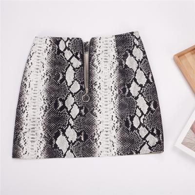 China Breathable Wholesale PU Snake Print Leather Skirt Lady Mini Skirt for sale