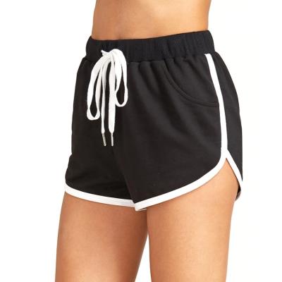 China Women Breathable Gym Drawstring Contrast Binding Dolphin Shorts for sale