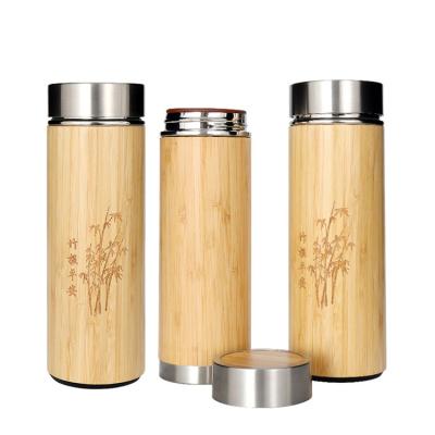 China Sustainable Bamboo Ceramic Custom Zisha Water Bottle Thermos Mug Tea Lining Eco-Friendly Natural Stainless Steel Direct Drinking With Lid for sale