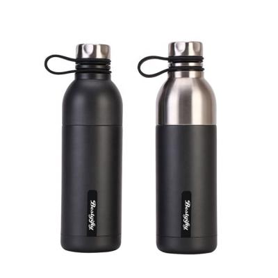 China PORTABLE Custom Outdoor Thermos Vacuum Flasks Cup Stainless Steel Drinking Water Bottles With Silicone Ring Handle for sale