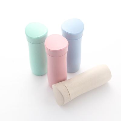 China Wholesale Eco Friendly Sustainable Tableware Double Wall Vacuum Cup Wheat Straw Water Bottle for sale