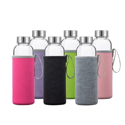 China Custom Sustainable Portable Glass Double Wall Fashion Water Bottle Drinking Mug Printing 550ml for sale