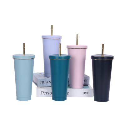 China Sustainable Custom Insulated Cup Car Vacuum Coffee Stainless Steel Tumbler With Straw for sale