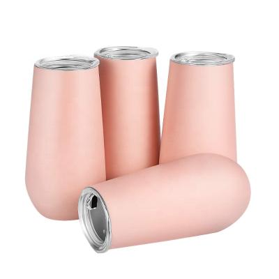 China Custom Viable Double Wall Vacuum Insulated Stainless Steel Egg Shape Wine Coffee Mug Tumbler Cup With Lid for sale