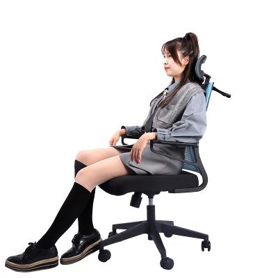 China AJ Flight Manufacturer Commercial Swivel Mesh Headrest Staff Ergonomic Office Swivel Chair With Wheels for sale