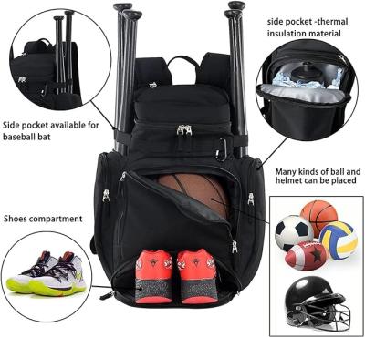 China Waterproof costom personalized mens youth sport softball volleyball football bookbag backpack with soccer ball holder for sale