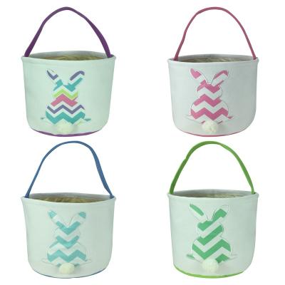 China 2020 Handsome Canvas New Arrival Bunny Easter Basket Canvas Easter Bucket for sale