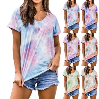 China Anti-wrinkle Factory New Style Tie Dye Women Loose Comfortable T-shirt for sale