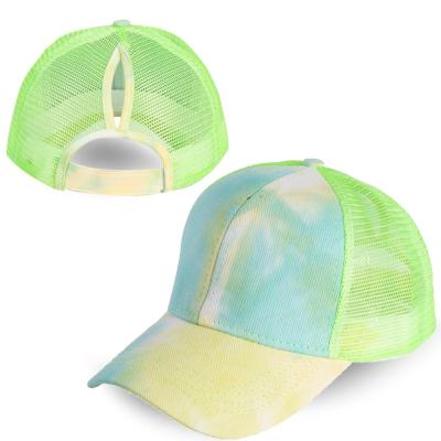 China 2020 COMMON New Fashion Loose Outdoor Hat Washed Women Tie Dye Baseball Caps Colorful Sports Adjustable Hat for sale