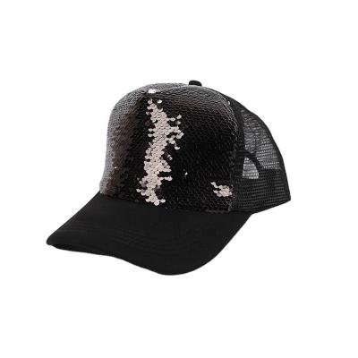 China COMMON Personalized Customized Black Magic Breathable Back Sequins Baseball Cap Mesh Sun Hats for sale