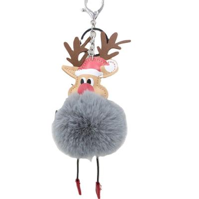 China Hot Selling Plush Toy Christmas Reindeer Key Ring Pendant Christmas Reindeer Bag Gift Pendant for sale