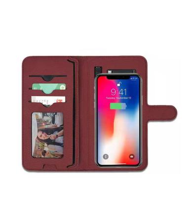 China Wallet Power Bank 6000mah Wireless Charging Leather Wireless Charger 3 in 1 for sale