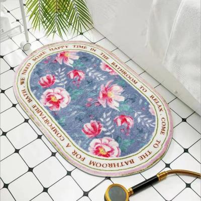 China 2021 Hot Sale Modern Printed Water Absorption Floor Mat Washable For Bathroom for sale