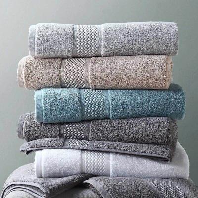 China High Quality Single Color Grid Jacquard Single Bath Towel, 100% Cotton Thick for sale