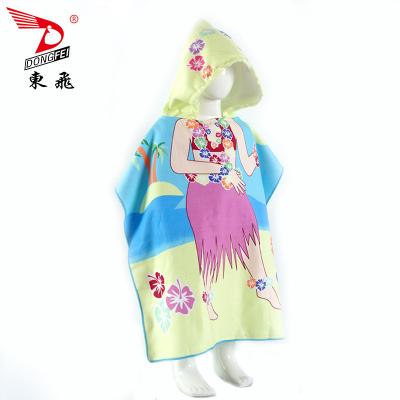 China DONGFEI Customized Design QUICK DRY Printing Cozy Hood Towel Children Kids Beach Poncho Towel for sale