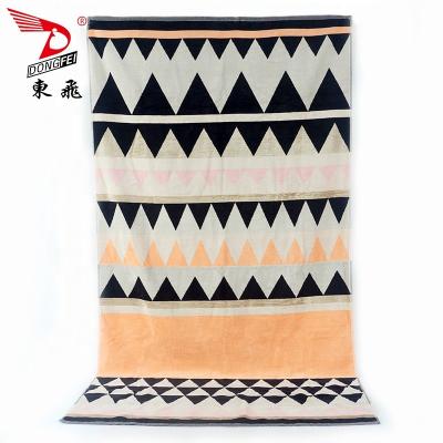 China 100% Cotton Soak Water Maid Pattern Velvet Jacquard Geometric Beach Towel Summer New Design Fashion For Holiday for sale