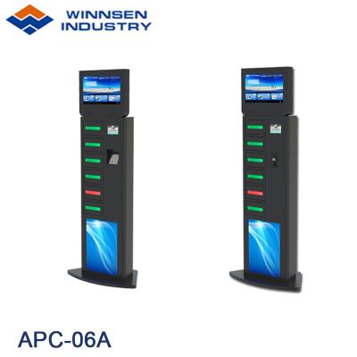 China Retail Shop Rack Coin Bill Card Operated Cell Phone Station , Fixed Lockers Phone Charging Station Kiosk for sale