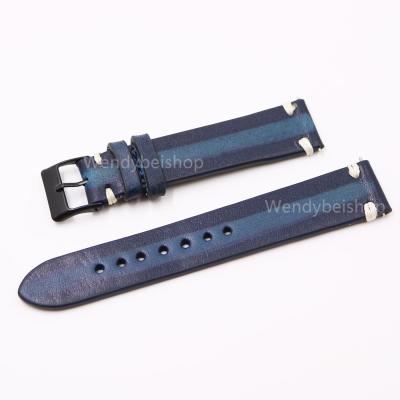 China Mens VINTAGE Handmade Thickness 20mm Thickness 20mm Wholesale Leather Two Tone Blue Women 3mm Leather Strap Belt Black Buckle for sale