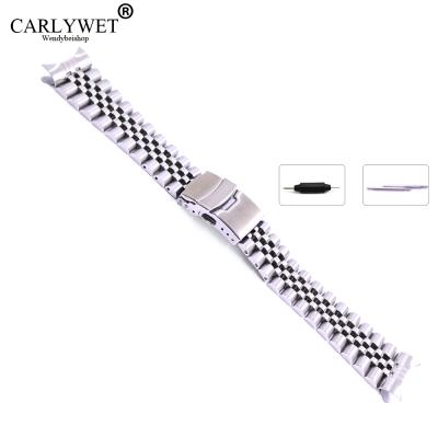 China Stainless Steel 20mm Cavity Curved End Solid Screw Links Stainless Steel Watch Push Clasp Double Jubilee Silver Bracelet Strap Band For Seiko for sale